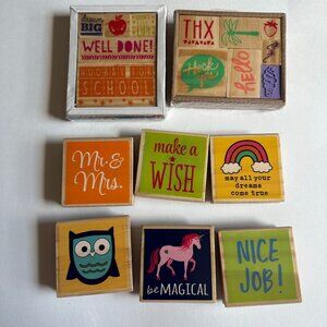 Lot of Rubber Stamps Phrases 6 Hampton Art stamps and 2 sets from target - NEW